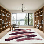 Modern Abstract Burgundy and Dusty Rose Brushstrokes Rug