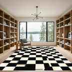 Black White Checkerboard Optical Illusion Rug