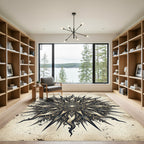 Antique Black Gold Sunburst Mandala Rug