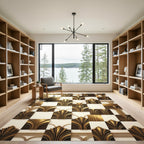 Art Deco Gold Black Fan Inlay Rug