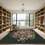 Ornate Vintage Floral Sunburst Medallion Rug