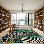 Abstract Zebra Stripes Waves Rug