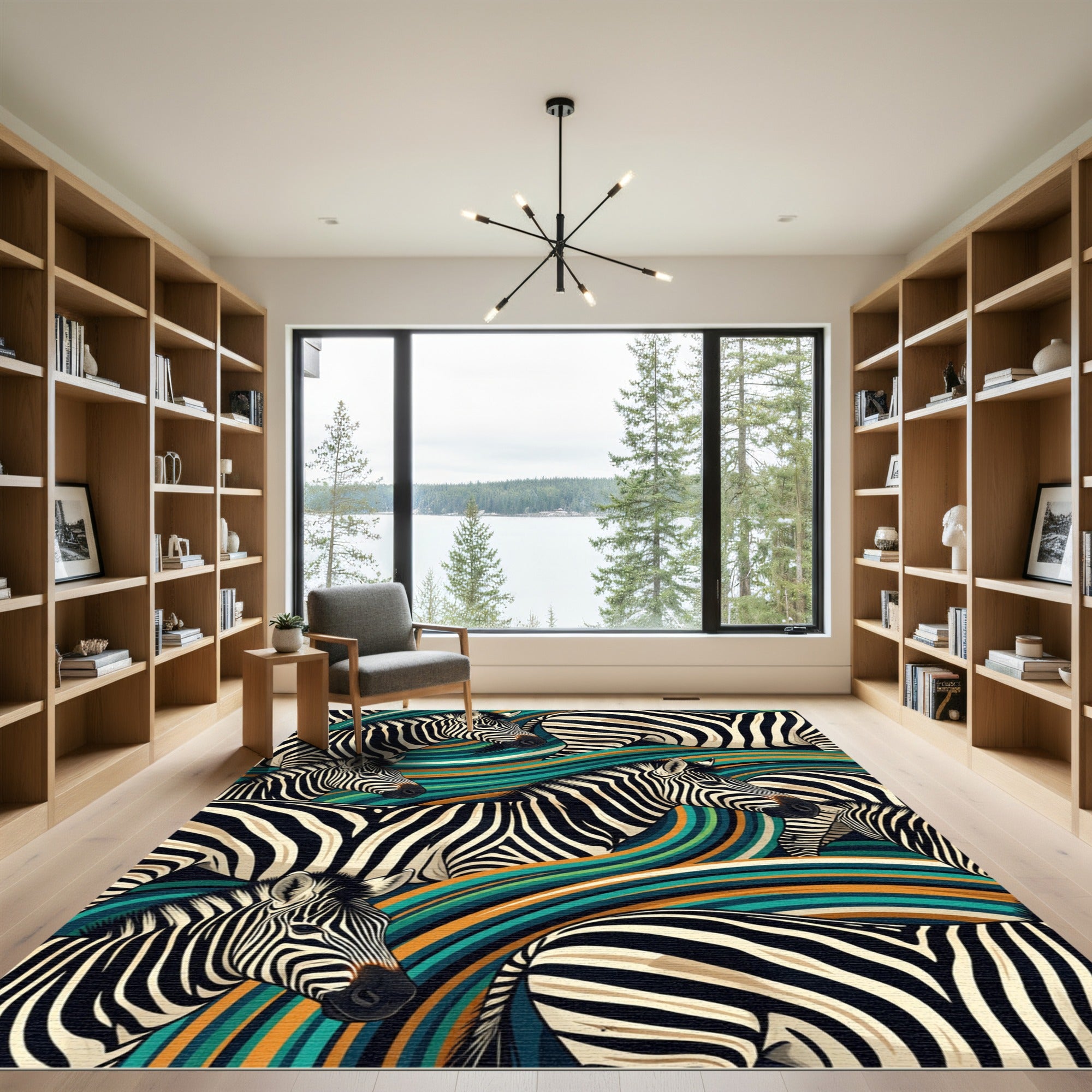 Abstract Zebra Stripes Waves Rug