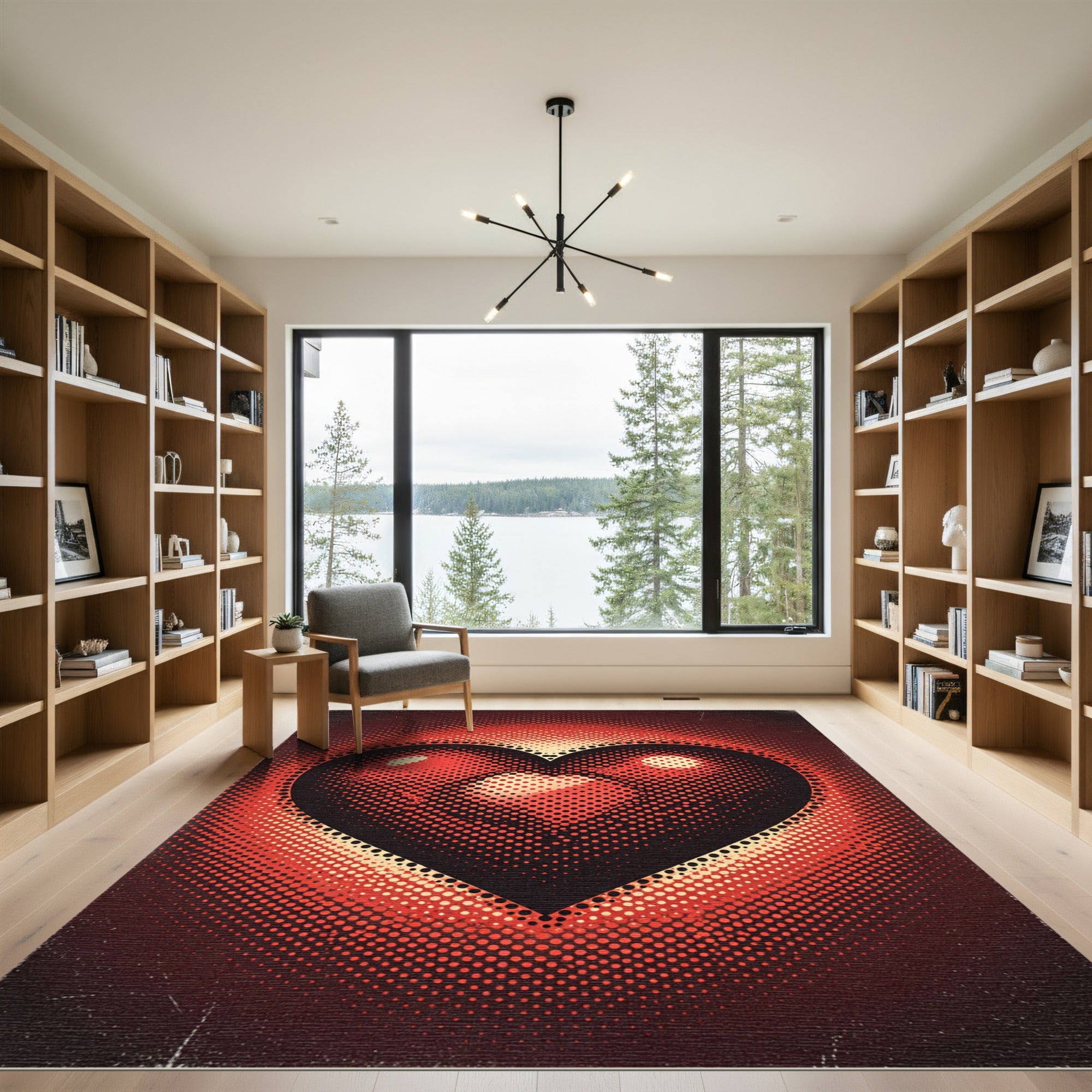 Retro Halftone Crimson Heart Icon Rug