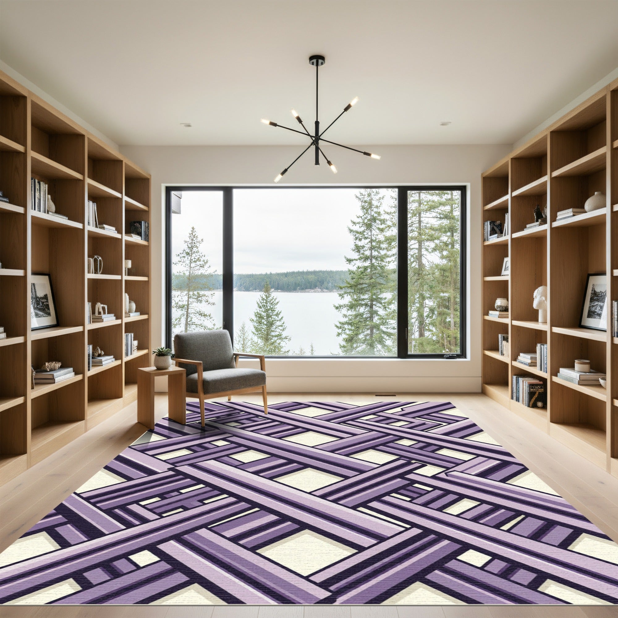 Lavender Geometric Interlocking Linear Lattice Rug
