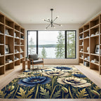 Vintage Blue and White Poppy Field Rug