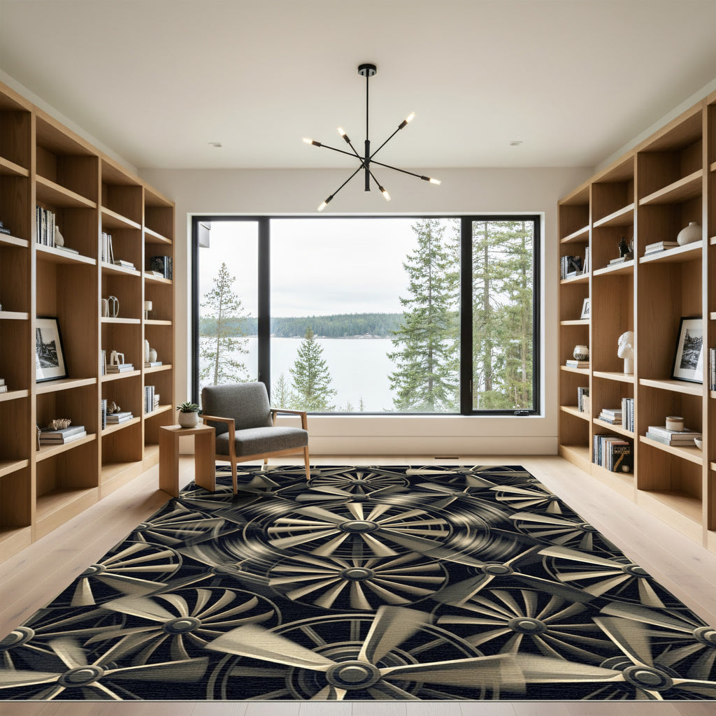 Moving Fan Blade Composition Rug