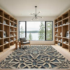Sophisticated Silver Geometric Star Medallion Rug