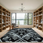 Monochrome Tribal Feather Arrow Rug