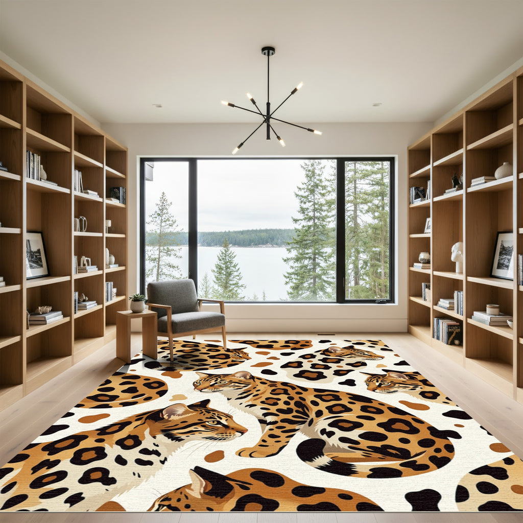 Elegant Leopard Spot Feline Collage Rug