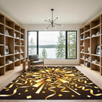 Golden Celebration Confetti Burst Art Rug