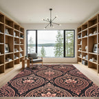 Rose Gold Damask Floral Medallion Rug