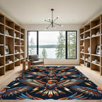 Vibrant Geometric Electric Eagle Art Rug