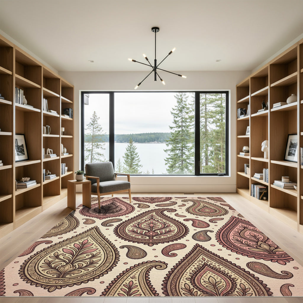 Vintage Pink Paisley Floral Medallion Rug