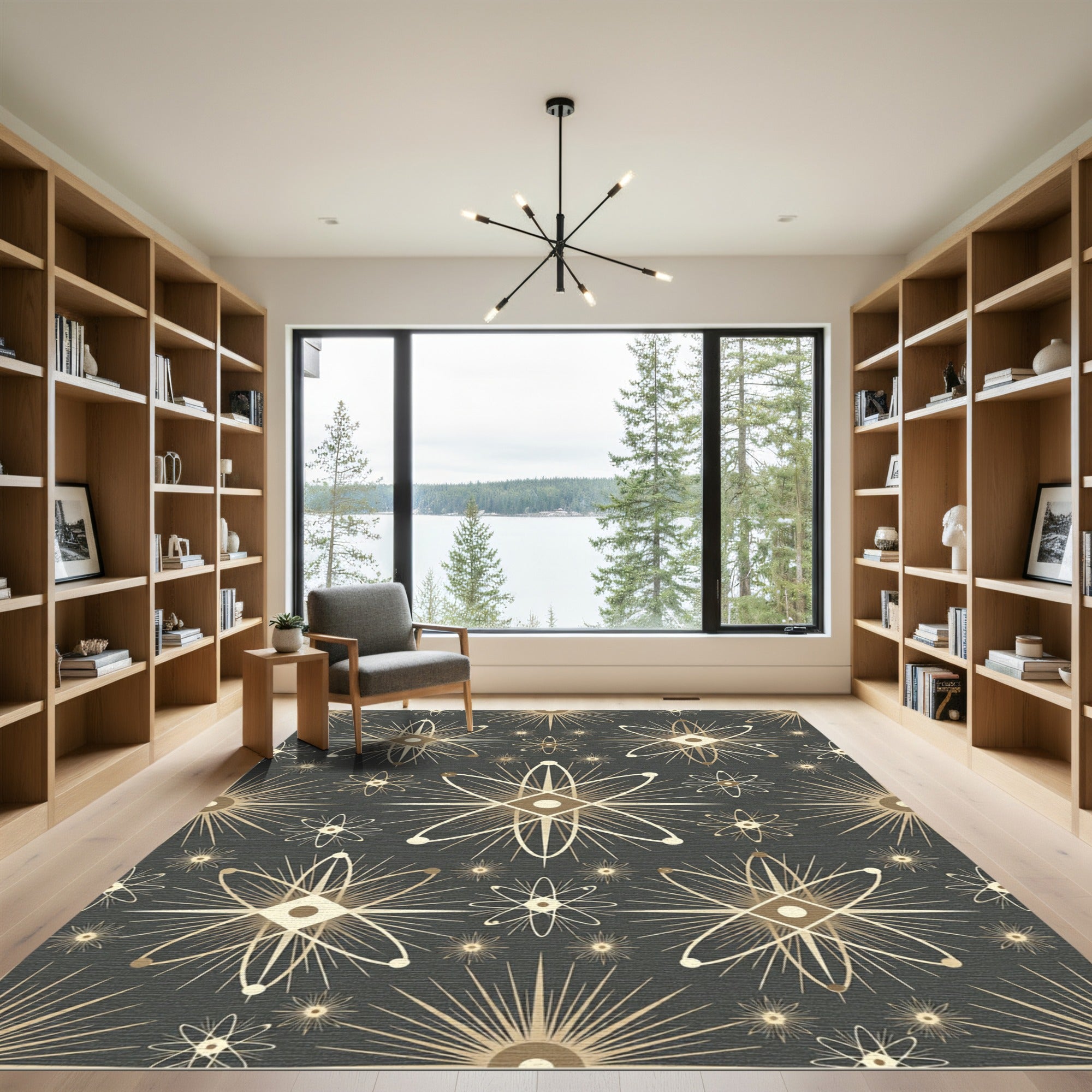Retro Atomic Starburst Geometric Rug