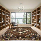 Ornate Bronze Heraldic Floral Scroll Emblem Rug