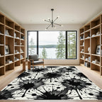 Black Ink Splatter Artistic Monochrome Rug