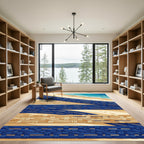 Blue and Tan Woven Coastal Stripe Rug
