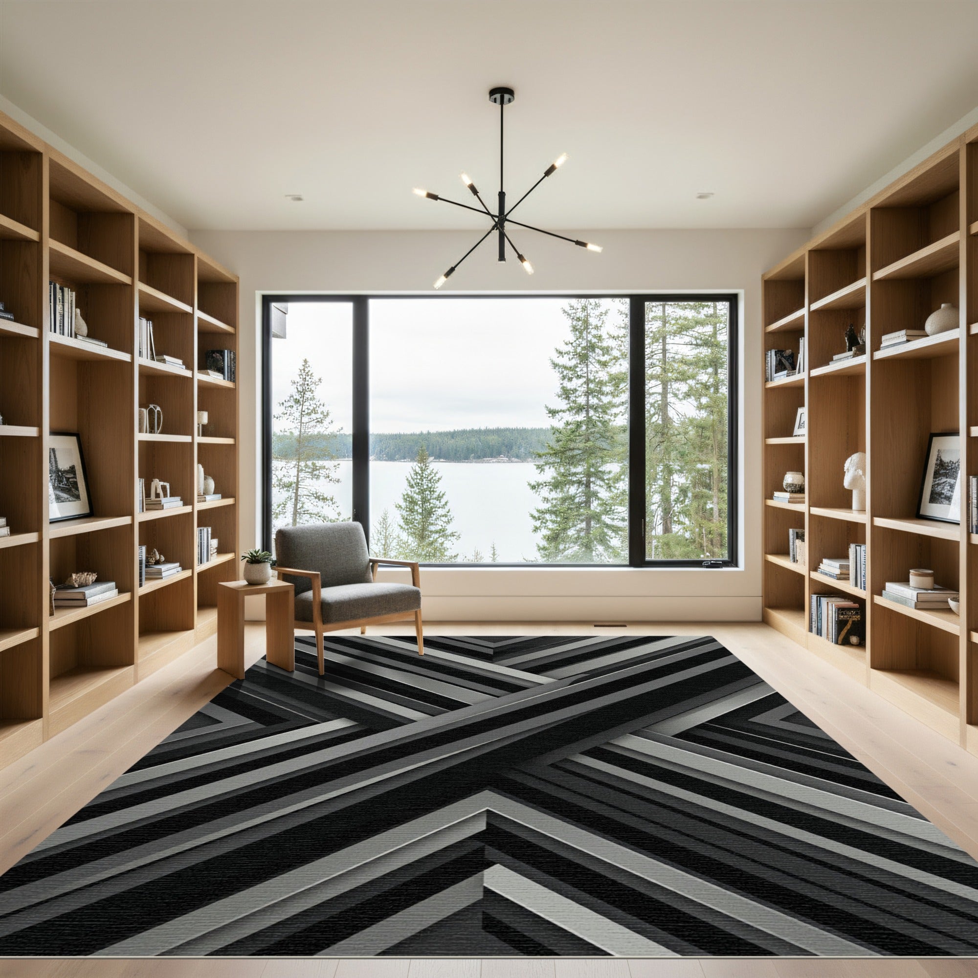 Monochromatic Overlapping Stripe Composition Rug