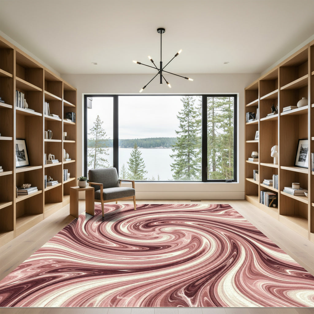 Rose Swirl Marble Composition Rug