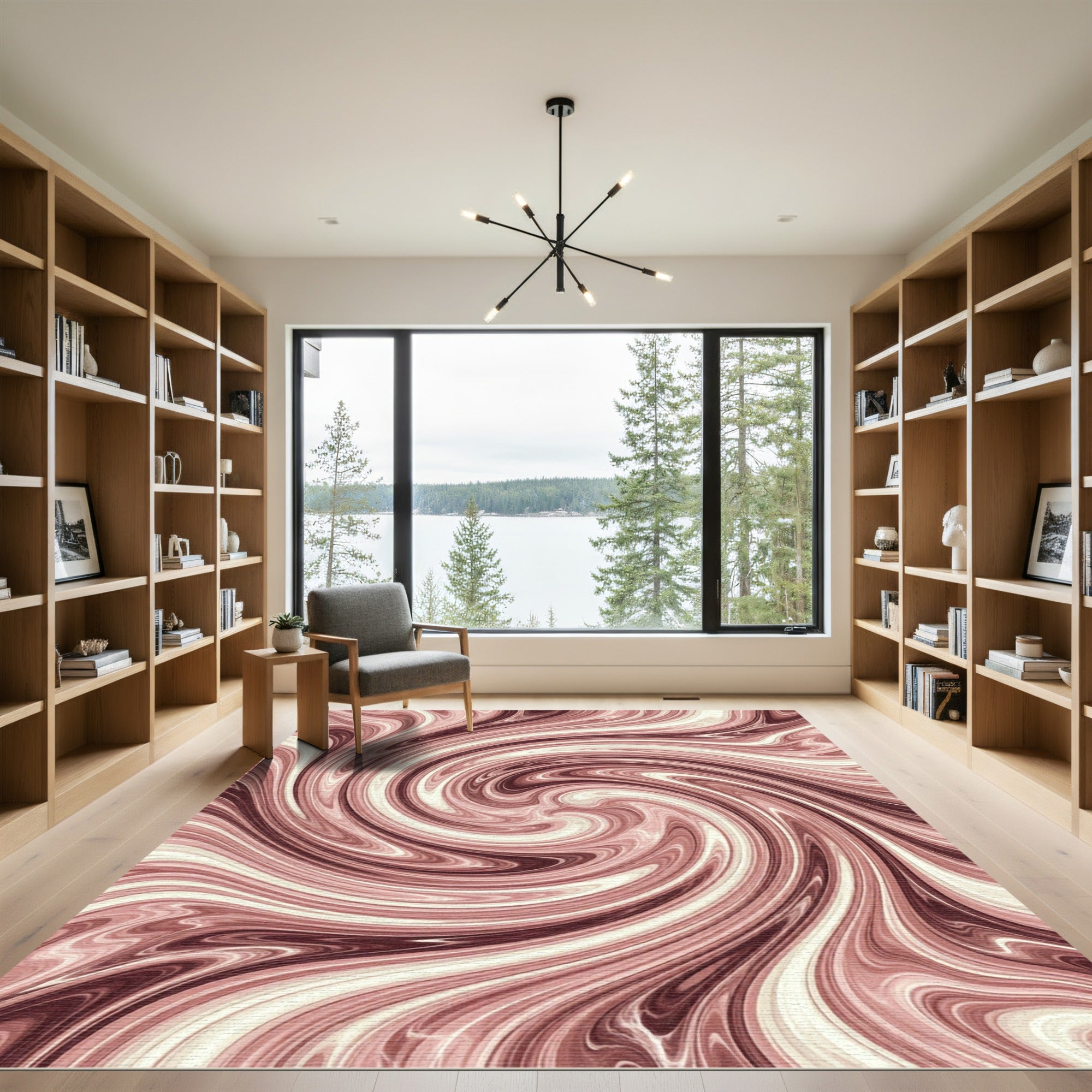Rose Swirl Marble Composition Rug