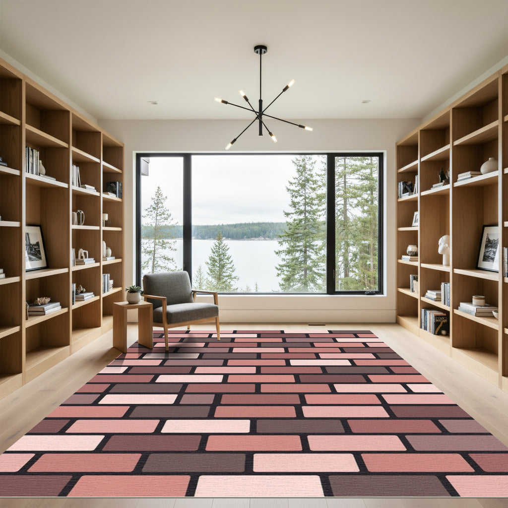 Pink Brick Texture Rug
