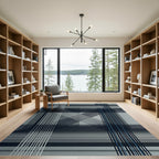 Modern Monochrome Geometric Grid Cross Rug