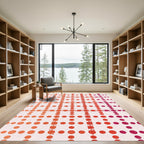 Geometric Red Orange Purple Dot Grid Rug