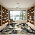 Tropical Palm Leaf Monochrome Landscape Rug