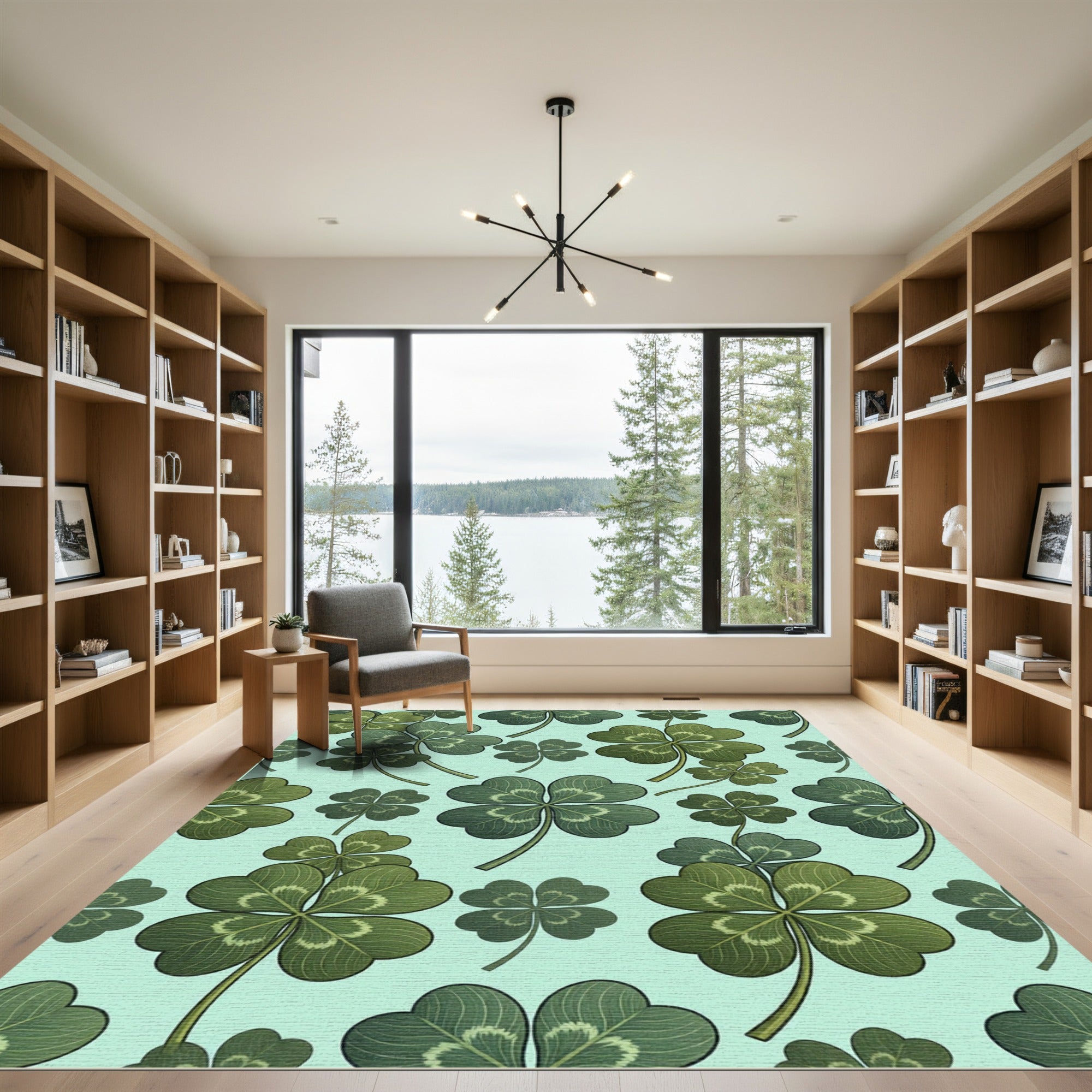 Whimsical Sage Clover Four Leaf Botanical Rug