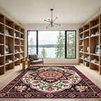 Coral Pink Floral Arch Medallion Rug