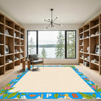 Alphabetical Border with Green Leaves Rug