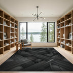 Modern Black Intersecting Lines Rug