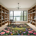 Charming Pink Roses Cottage Garden Rug