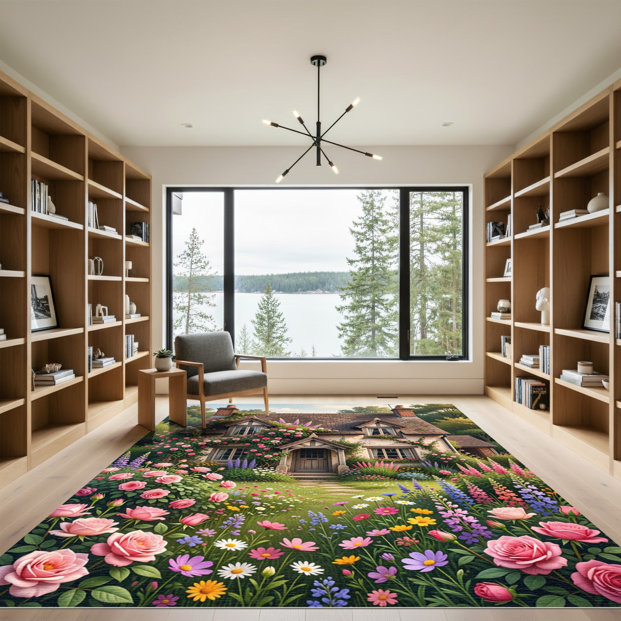 Charming Pink Roses Cottage Garden Rug