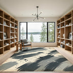 Dark Gray Splatter Brush Strokes Rug