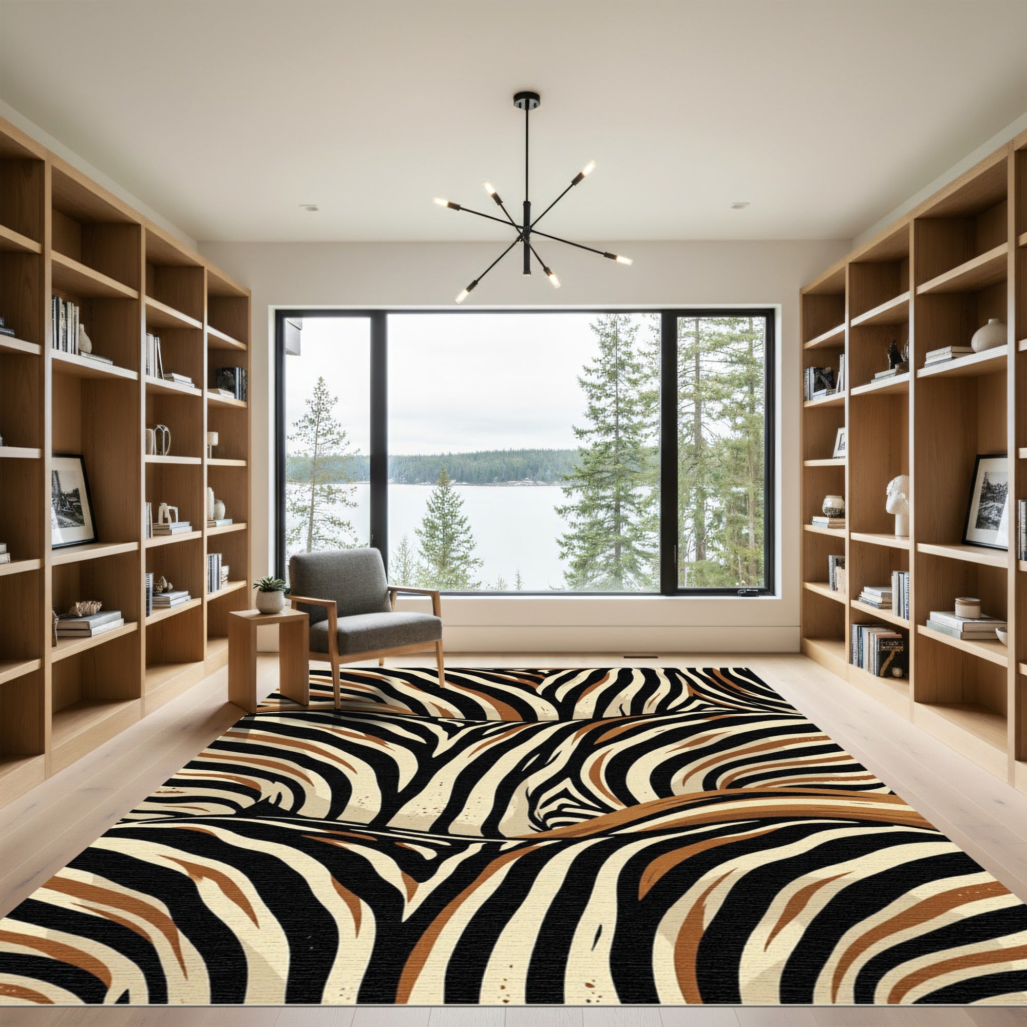 Wild Zebra Stripe Abstract Swirls Rug
