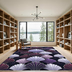 Art Deco Shell Fan Plum Amethyst Rug