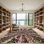 Pink Brown Swirl Burst Rug
