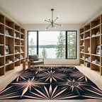Black and Peach Radiant Starry Medallion Rug