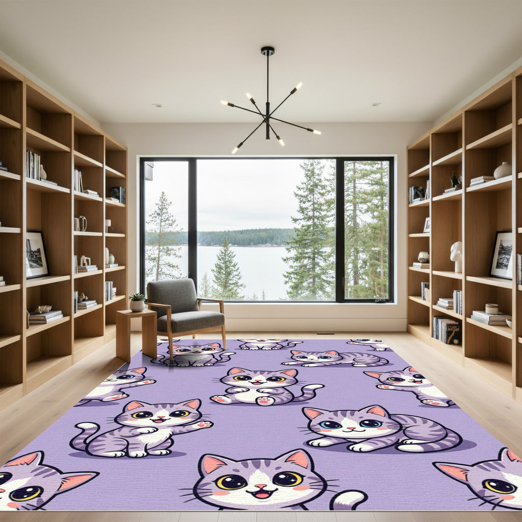 Playful Gray Tabby Kitten Collage Rug