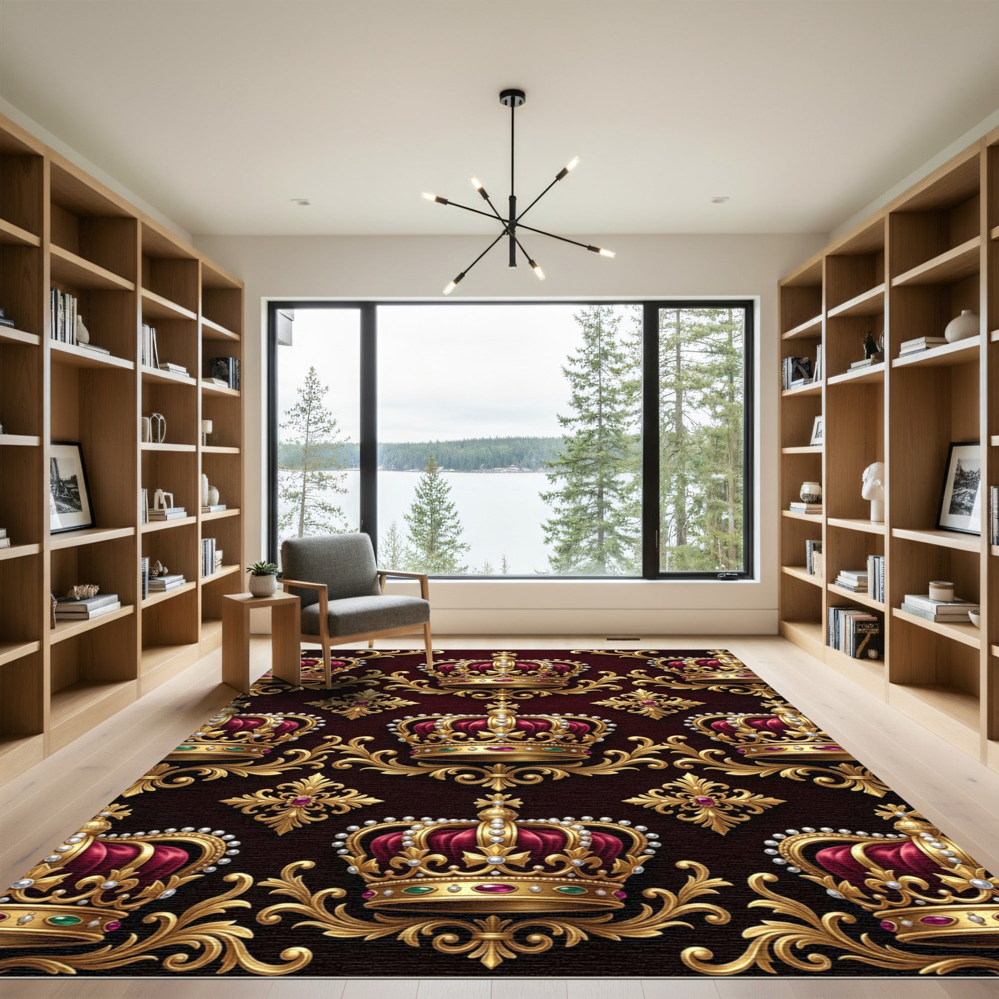 Regal Red Crown Baroque Rich Rug