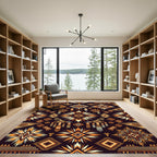 Earthy Ochre Geometric Sunburst Tapestry Rug