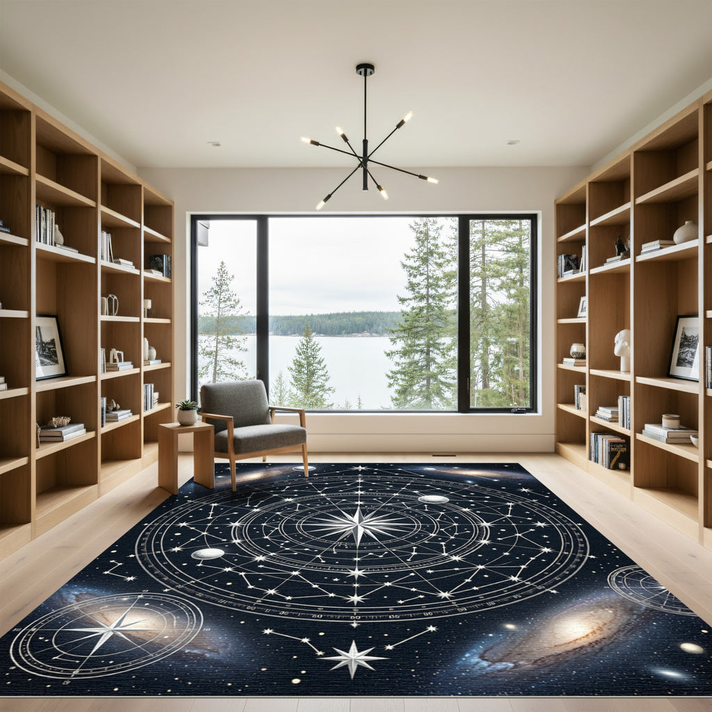 Cosmic Celestial Compass Star Map Rug