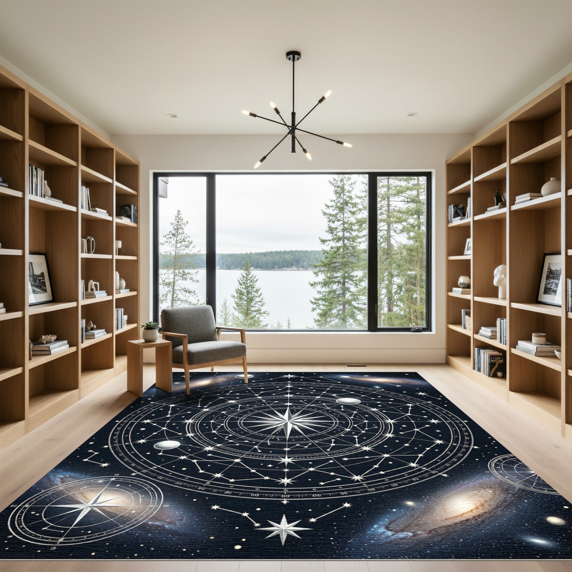 Cosmic Celestial Compass Star Map Rug