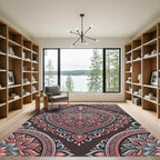 Floral Heart Medallion Blush Gray Rug