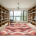 Terracotta Seashell Wave Minimalist Art Rug