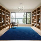 Deep Blue Minimalist Abstract Ocean Waves Rug