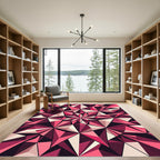 Modern Geometric Ruby Prism Art Rug