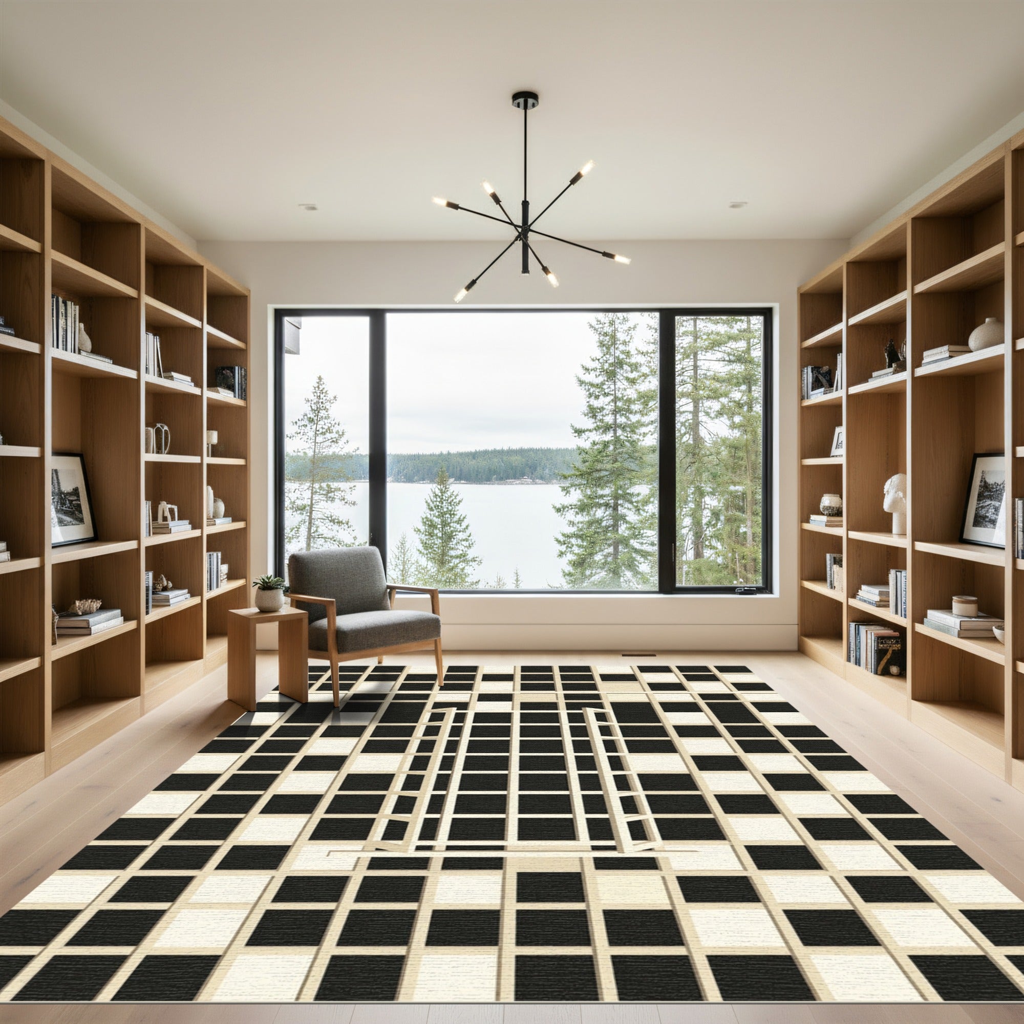 Monochromatic Square Grid Illusion Rug